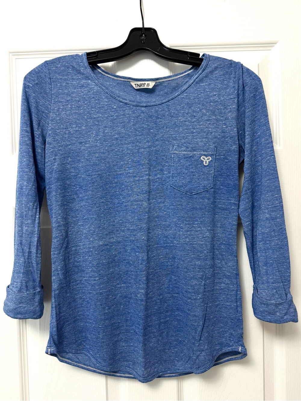 Aritzia Heather Blue Long Sleeve Pocket Tee